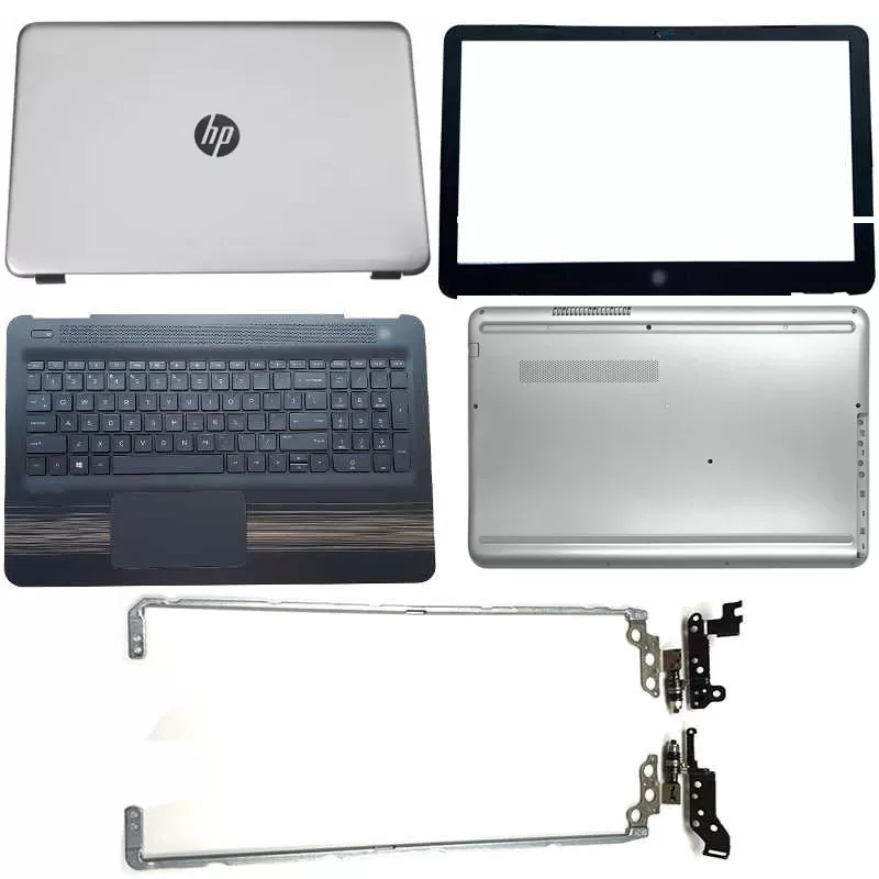 HP Pavilion 15 AU 15 AU134TX LCD Top Cover Bezel Hinges with Touchpad Palmrest Keyboard and Bottom Base Full Body