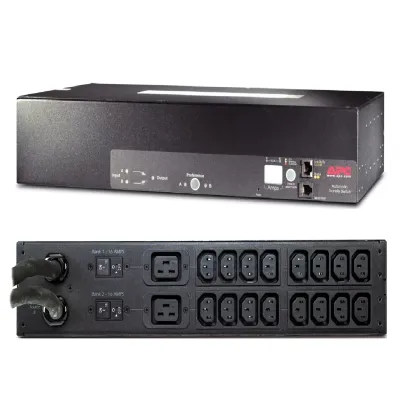 APC Schneider AP7724 ATS - Rack Automatic Transfer Switch, 2U 230V, 32A, IEC309-32A In, (16)C13, (2)C19 Out