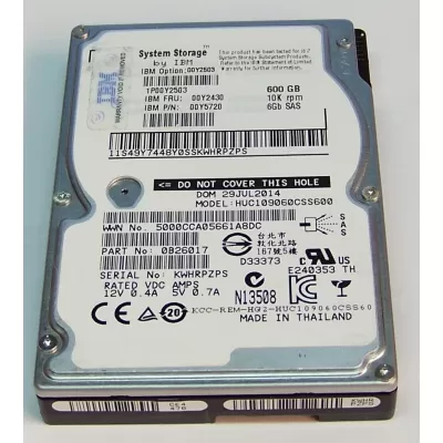 IBM 600GB 10K Rpm 6g 2.5Inch SAS Hard Disk Drive 00Y5720 00Y2503 00Y2430