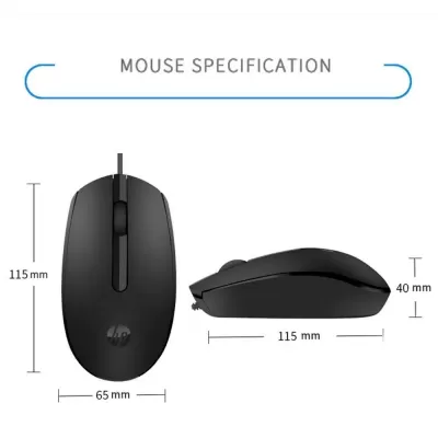 HP M10 Wired USB Mouse with 3 Buttons High Definition 1000DPI Optical Tracking and Ambidextrous Design